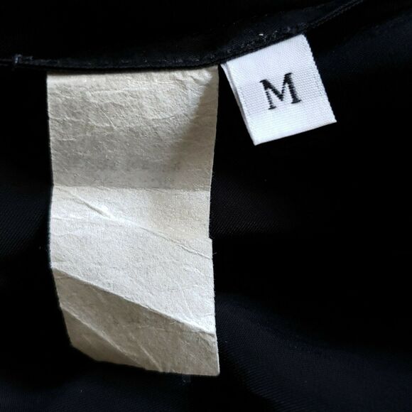 JESSE KAMM silky black midi pleated Ranch Skirt cupro office career Size Medium - Picture 5 of 6